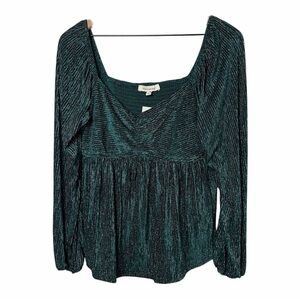 FRANCESCA'S GREEN SPARKLY BLOUSE WOMEN'S NWT SIZE LARGE